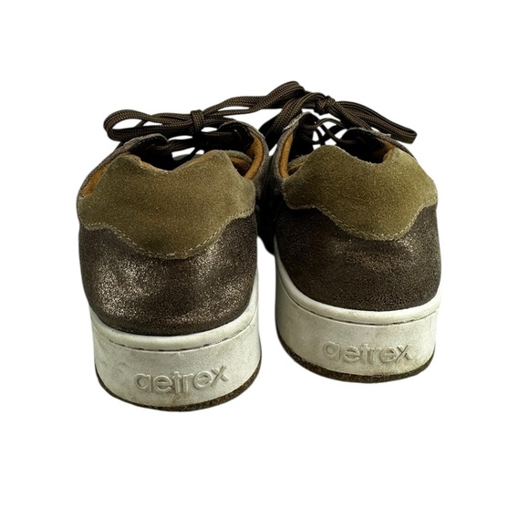 Aetrex Sneakers WMS SZ EU 40 US 9.0 Brown Metallic Blake Leather Comfort Shoes - Picture 2 of 7